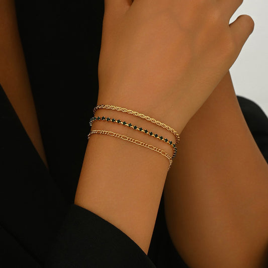 Elegant Gold Chain Link Bracelet Set -  Stylish And Versatile Jewelry For Women