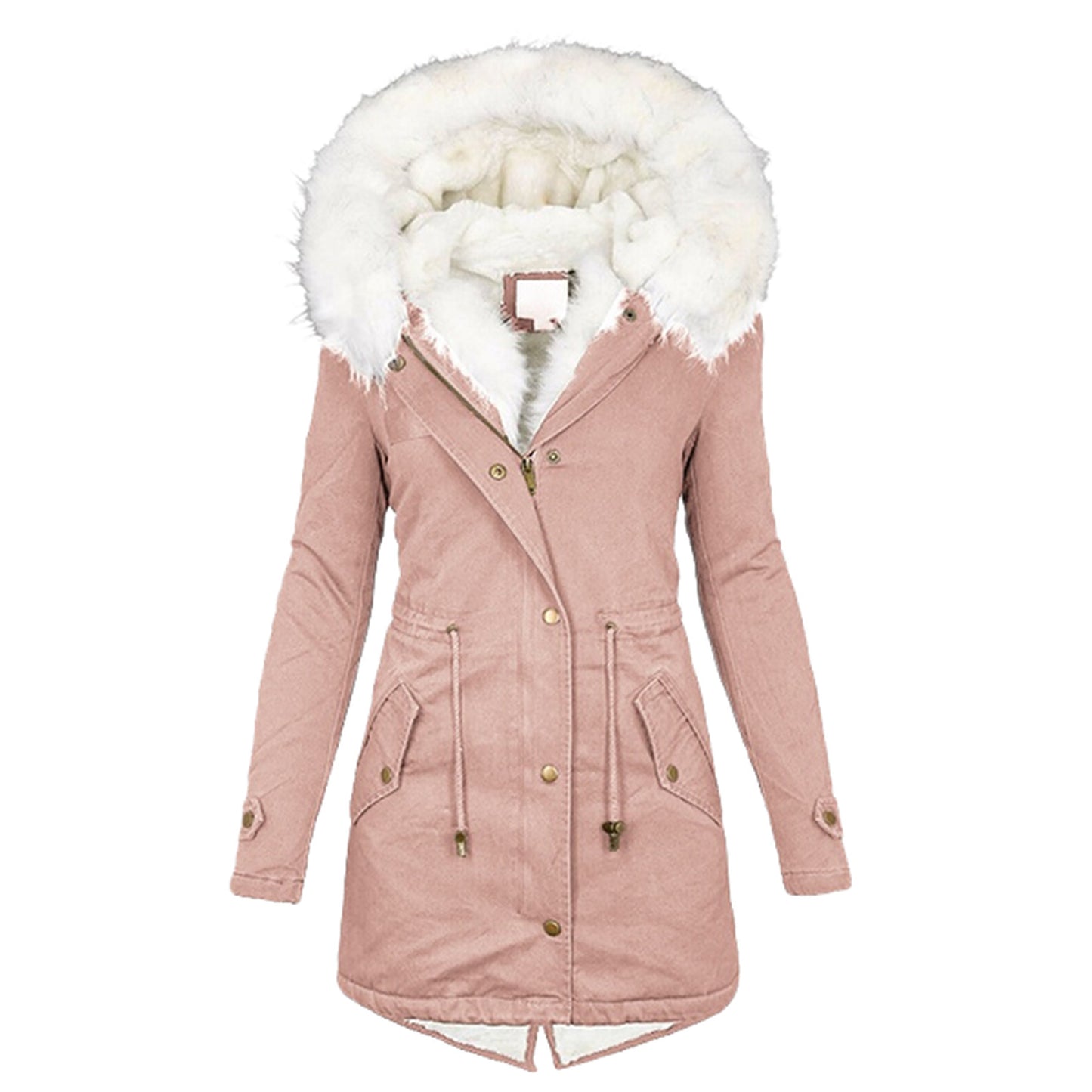 Stylish Women's Cotton Padded Jacket With White Collar