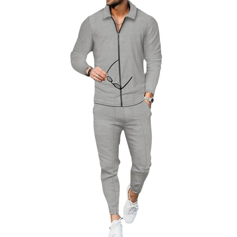 Fashion Zipper Cardigan Casual Sports Suit