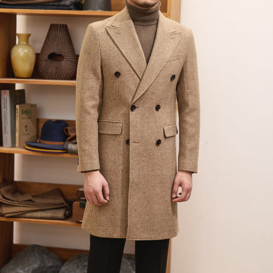 Autumn And Winter Brown Bar MACN Warm Wool Overcoat for Men