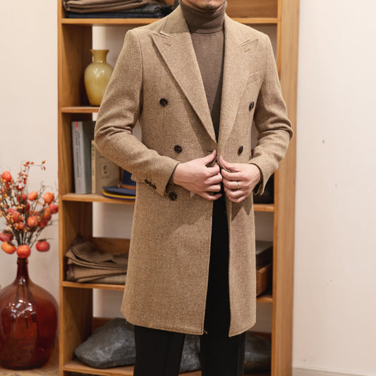 Autumn And Winter Brown Bar MACN Warm Wool Overcoat for Men