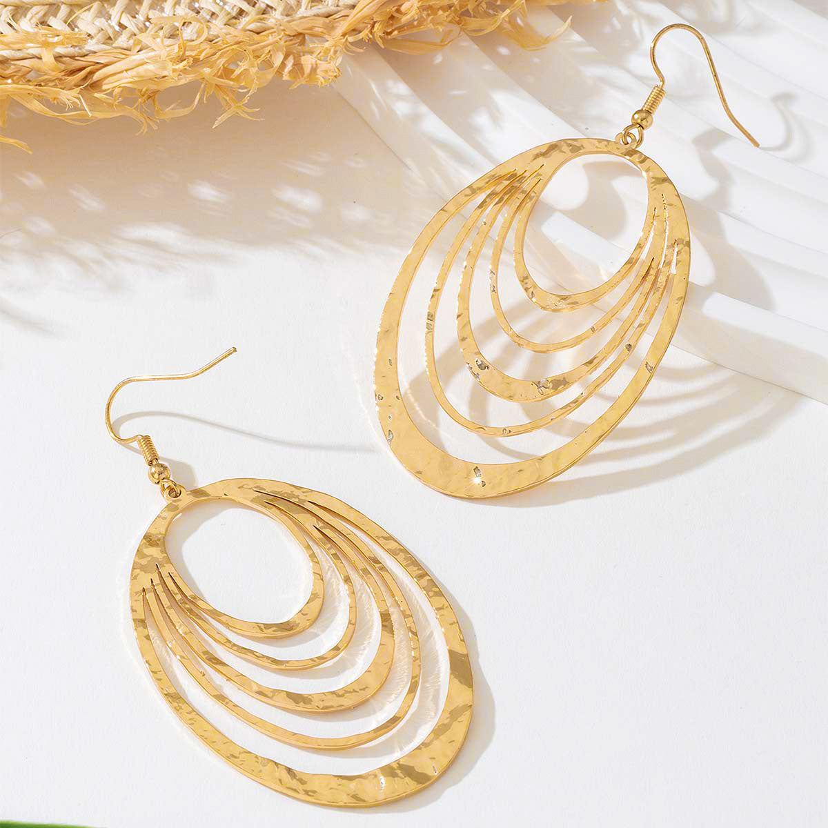 European And American Fashion Elegant Woman Metal Multi-layer Circle Hollow Out Women's Earrings