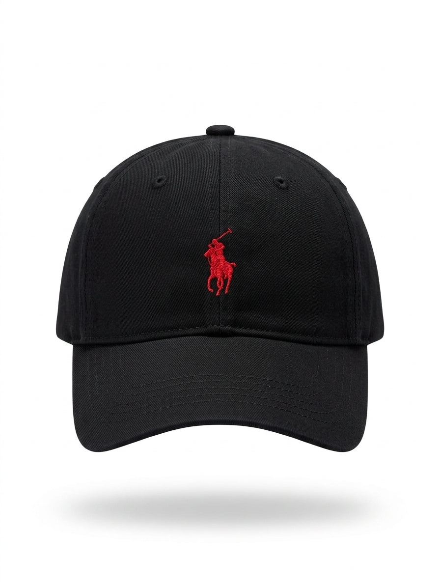 Polo Ralph Lauren Classic Cotton Baseball Cap in Black, front view