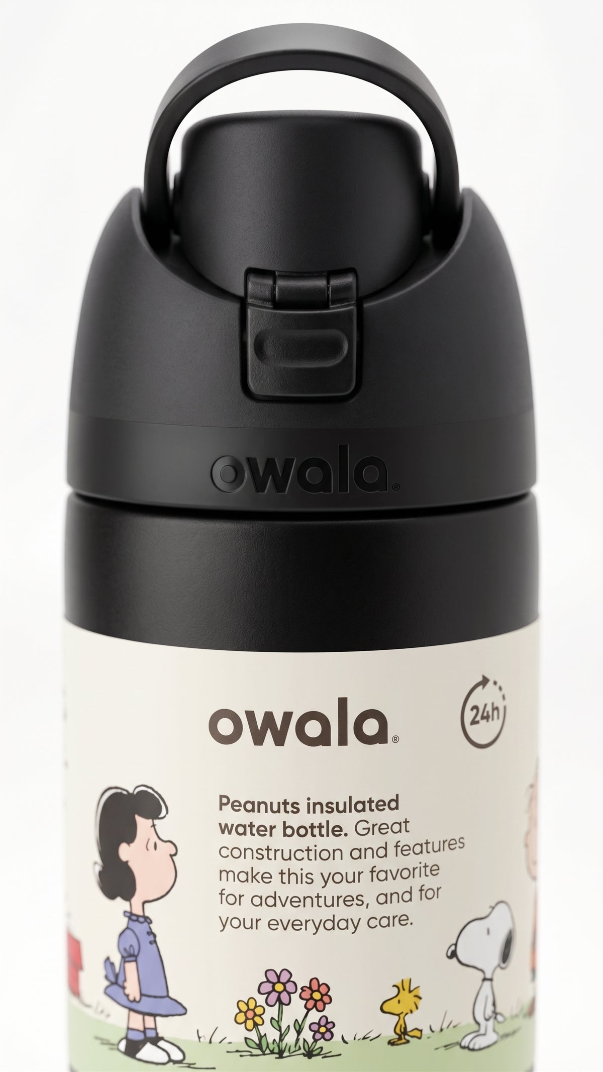 Owala FreeSip Tumbler, Peanuts Snoopy Black edition, hero shot