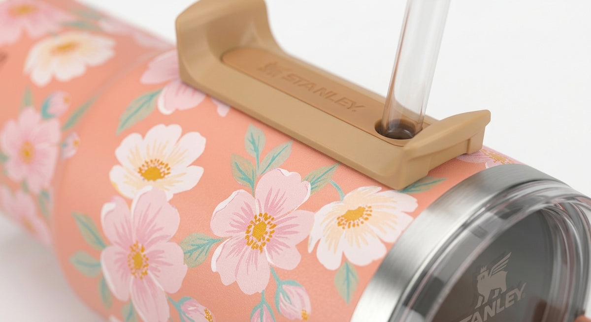 Stanley Quencher tumbler in peach floral