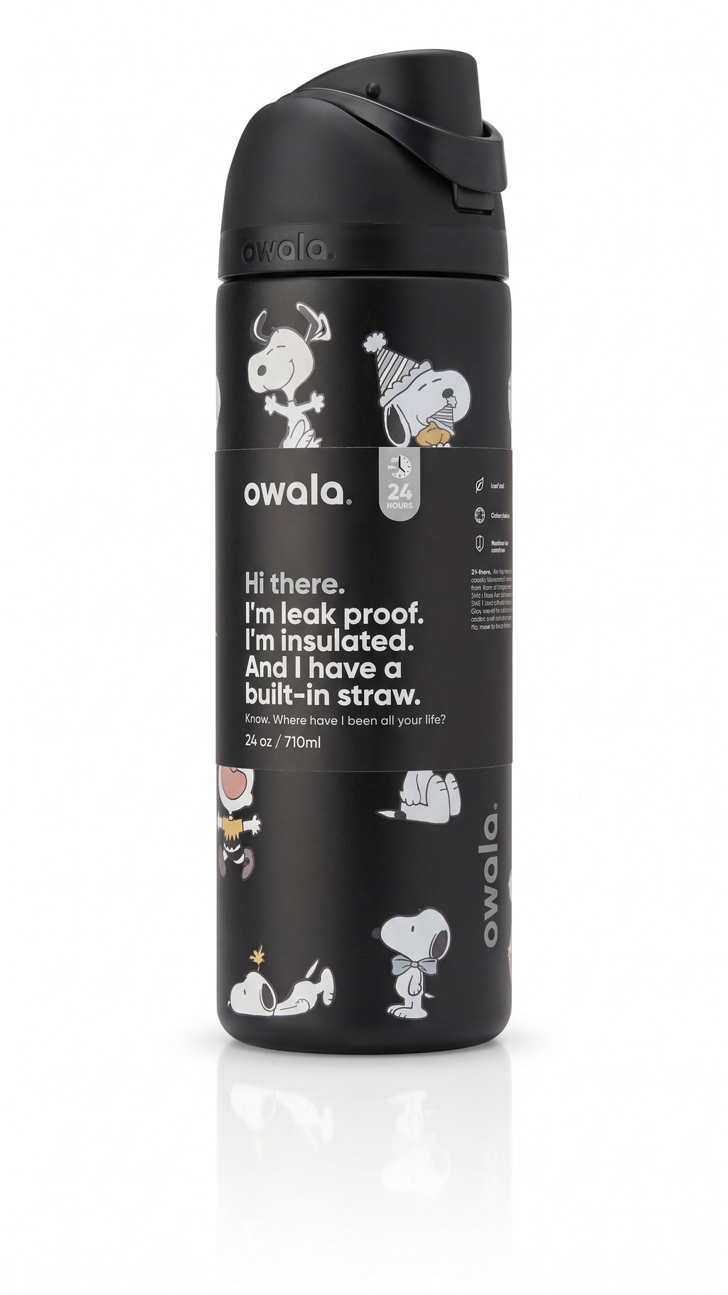Owala FreeSip 24oz Water Bottle, Peanuts Snoopy Ice Cream edition, hero shot