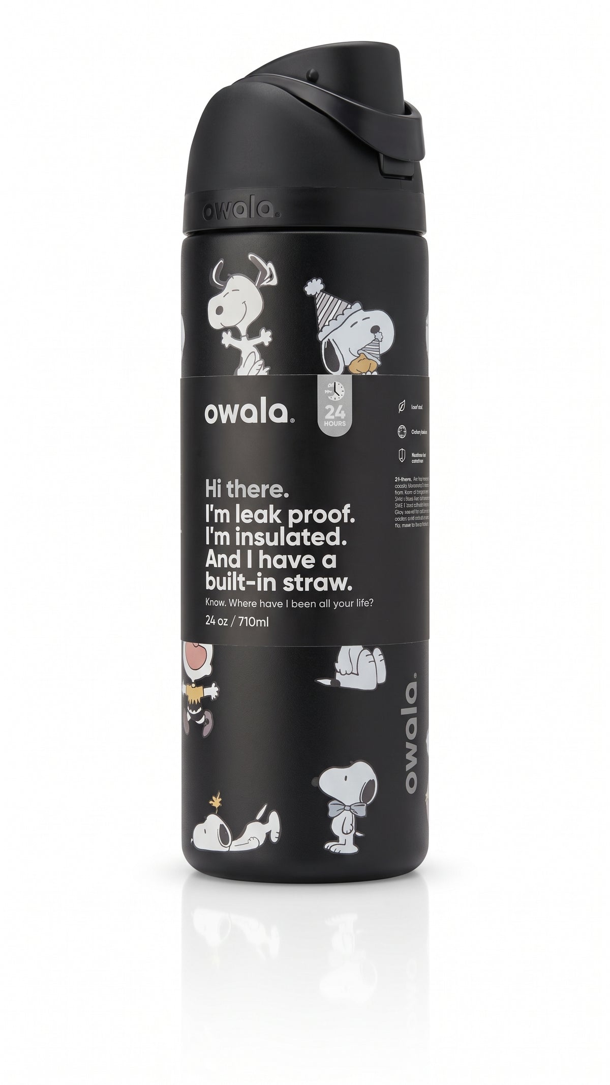 Owala FreeSip 24oz Water Bottle, Peanuts Snoopy Ice Cream edition, hero shot