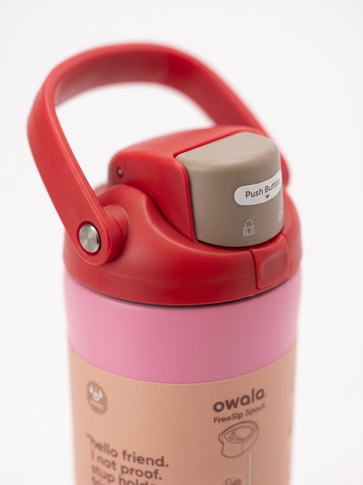 Owala Red Tumbler, close-up of lid