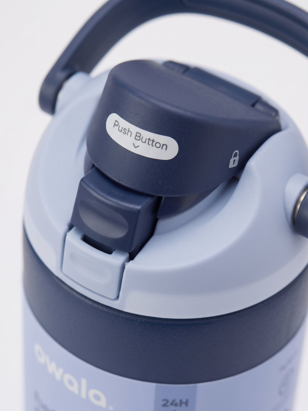 Owala Navy Blue Tumbler, close-up of lid