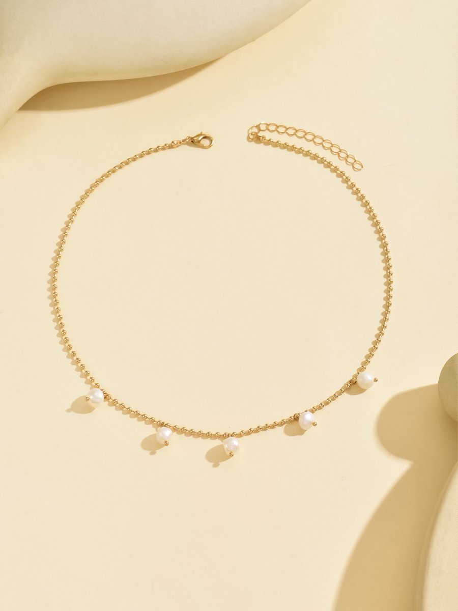 Elegant Gold-Tone Pearl Drop Anklet -  Stylish And Dainty Foot Jewelry