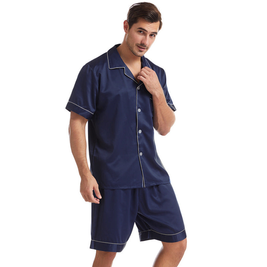 Summer Matte Satin Lapel Casual Homewear Suit Shorts